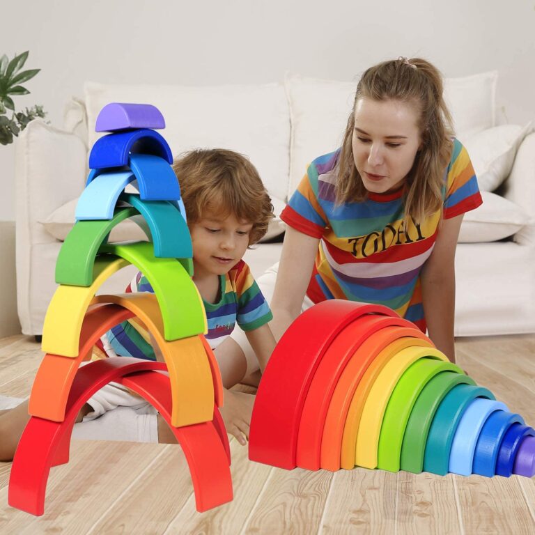 BLOCS DE CONSTRUCTION Assortis Arc-en-ciel Anneaux Empilables Jouet