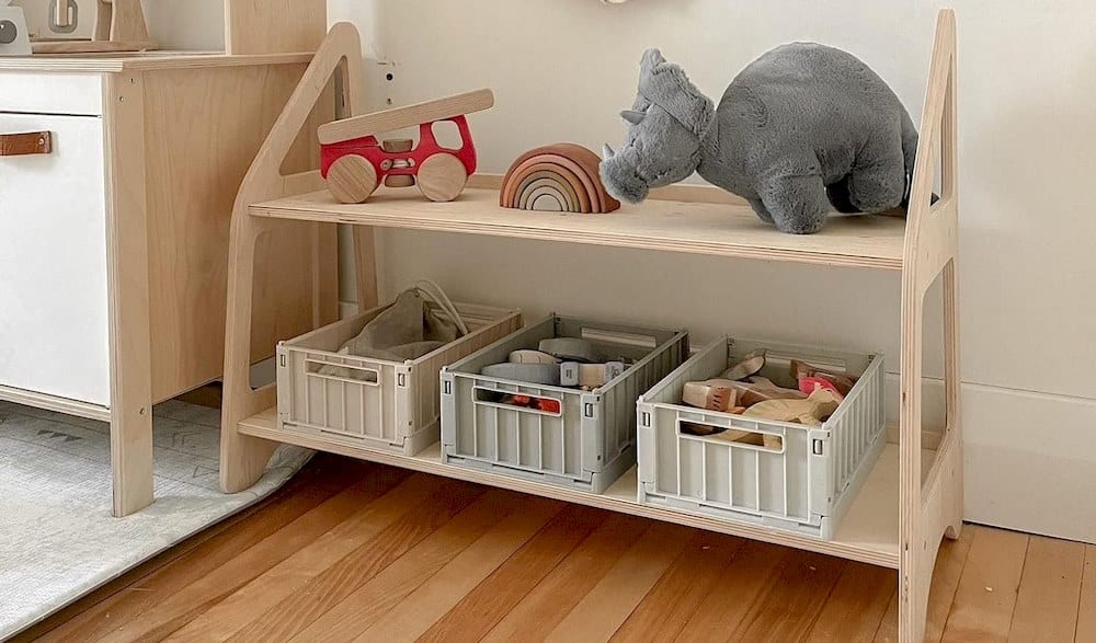 Étagère à Livres Montessori OOOK - 2 Étagères + 5 Compartiments, Rangement Jouets Enfant - 8