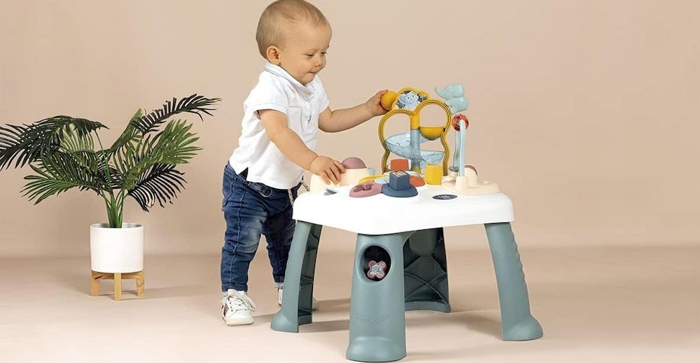 Table D'activité En Bois Pour Bébé - Centre D'apprentissage Avec 7 Activités - Jouet éducatif 39x22x37 Cm