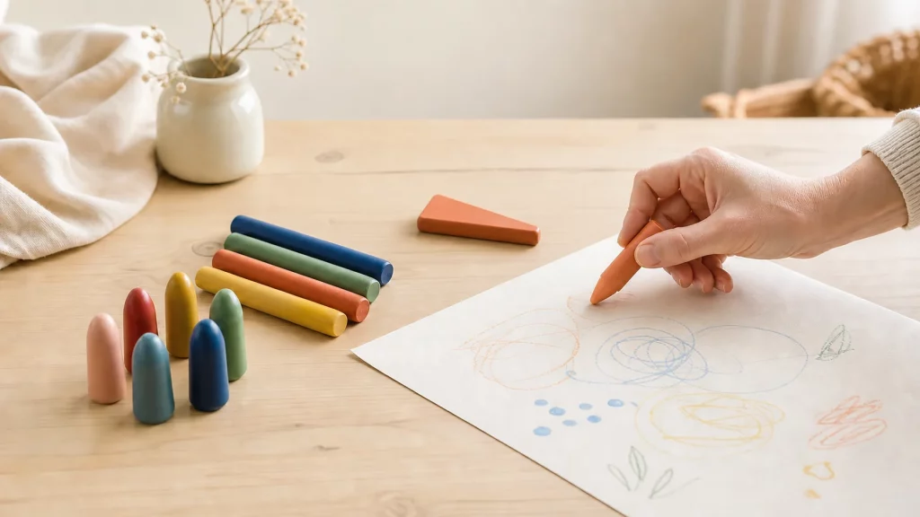 Plusieurs formats de crayons en cire épais et ergonomiques pour comparer les prises