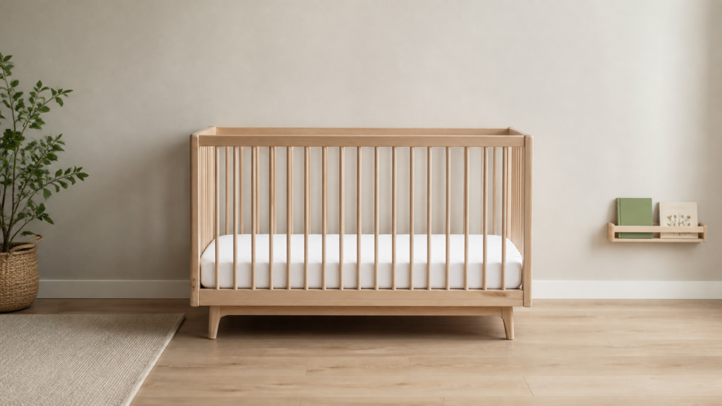 Lit de bébé vide avec matelas ferme et espace de couchage dégagé